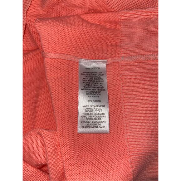 Vineyard Vines Coral Cotton V-Neck Sweater Women’s L Whale Logo Preppy Knit - Picture 7 of 7